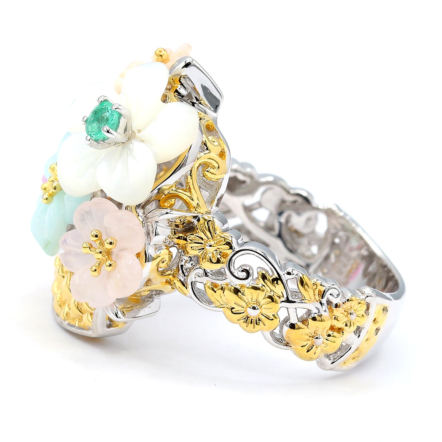 Gems en Vogue Multi Gemstones "Flower Basket" Ring