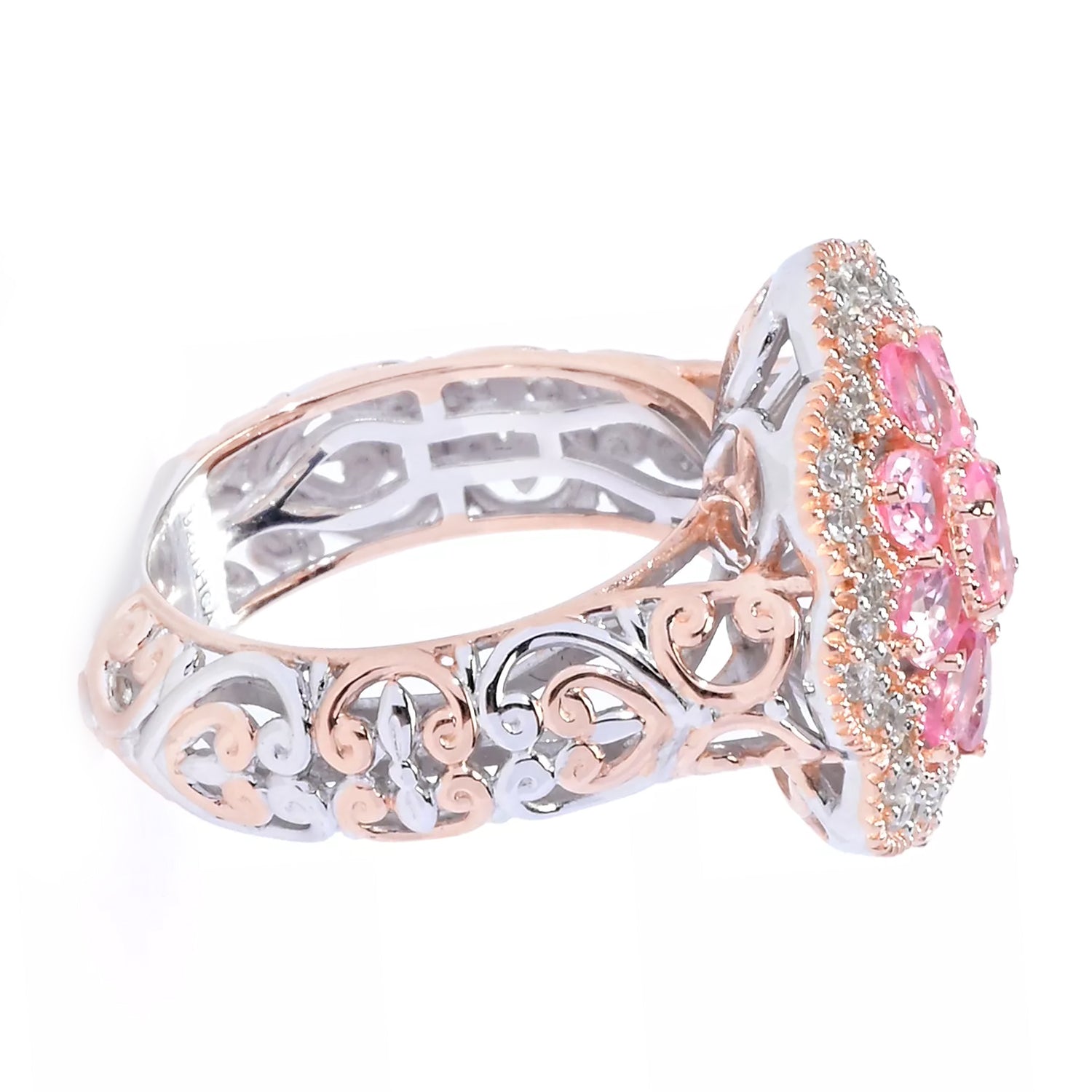 Gems en Vogue 2.37ctw Tanzanian Pink Spinel & White Zircon Flower Ring