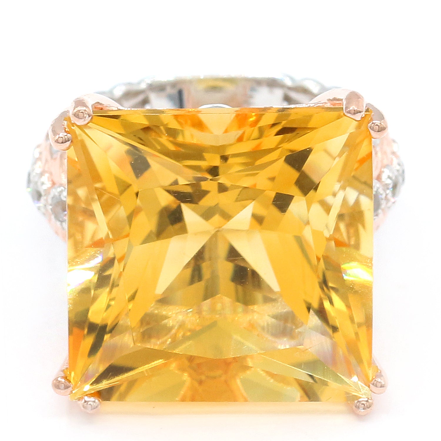 Gems en Vogue 18.24ctw Bolivian Citrine & White Zircon Ring