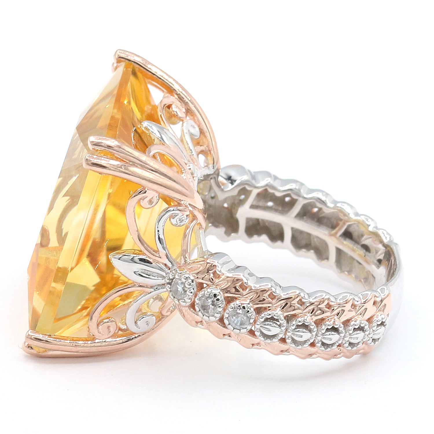 Gems en Vogue 18.24ctw Bolivian Citrine & White Zircon Ring