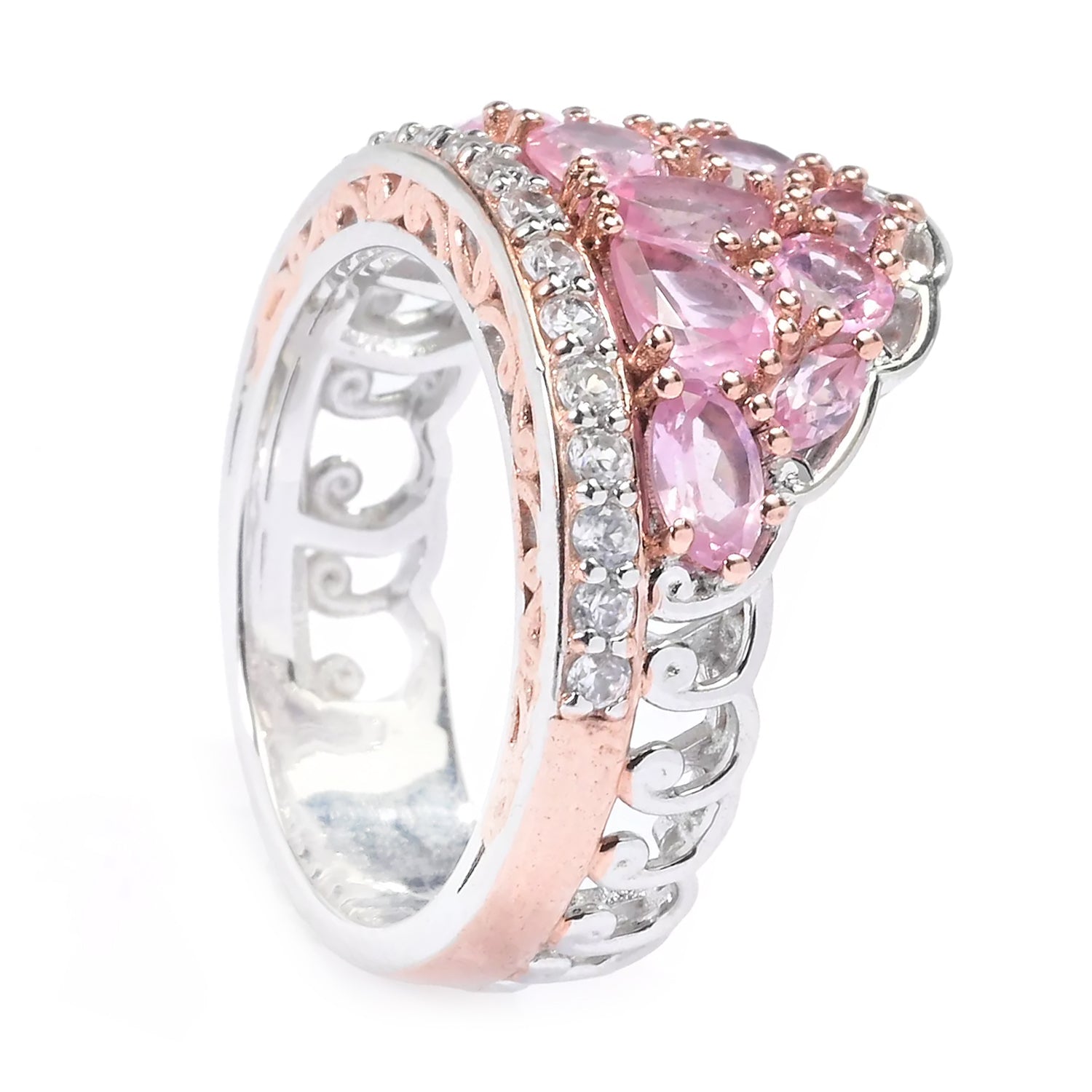 Gems en Vogue 2.66ctw Tanzanian Pink Spinel & White Zircon Ring