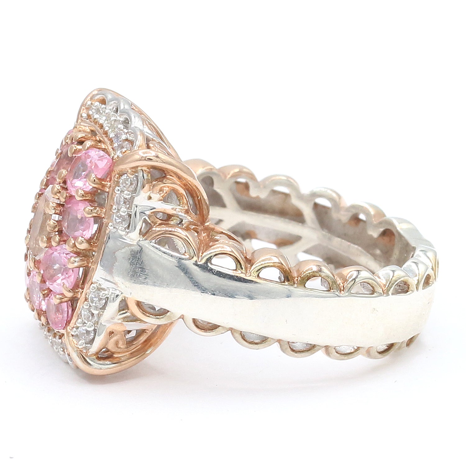 Gems en Vogue 1.50ctw Tanzanian Pink Spinel & White Zircon Cluster Ring