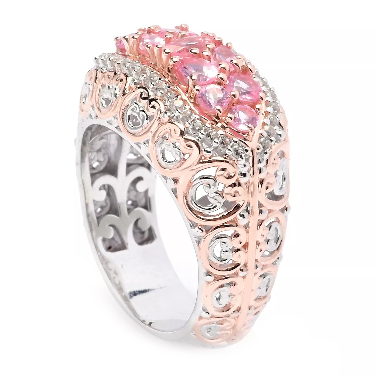 Gems en Vogue 1.55ctw Tanzanian Pink Spinel & White Zircon Ring