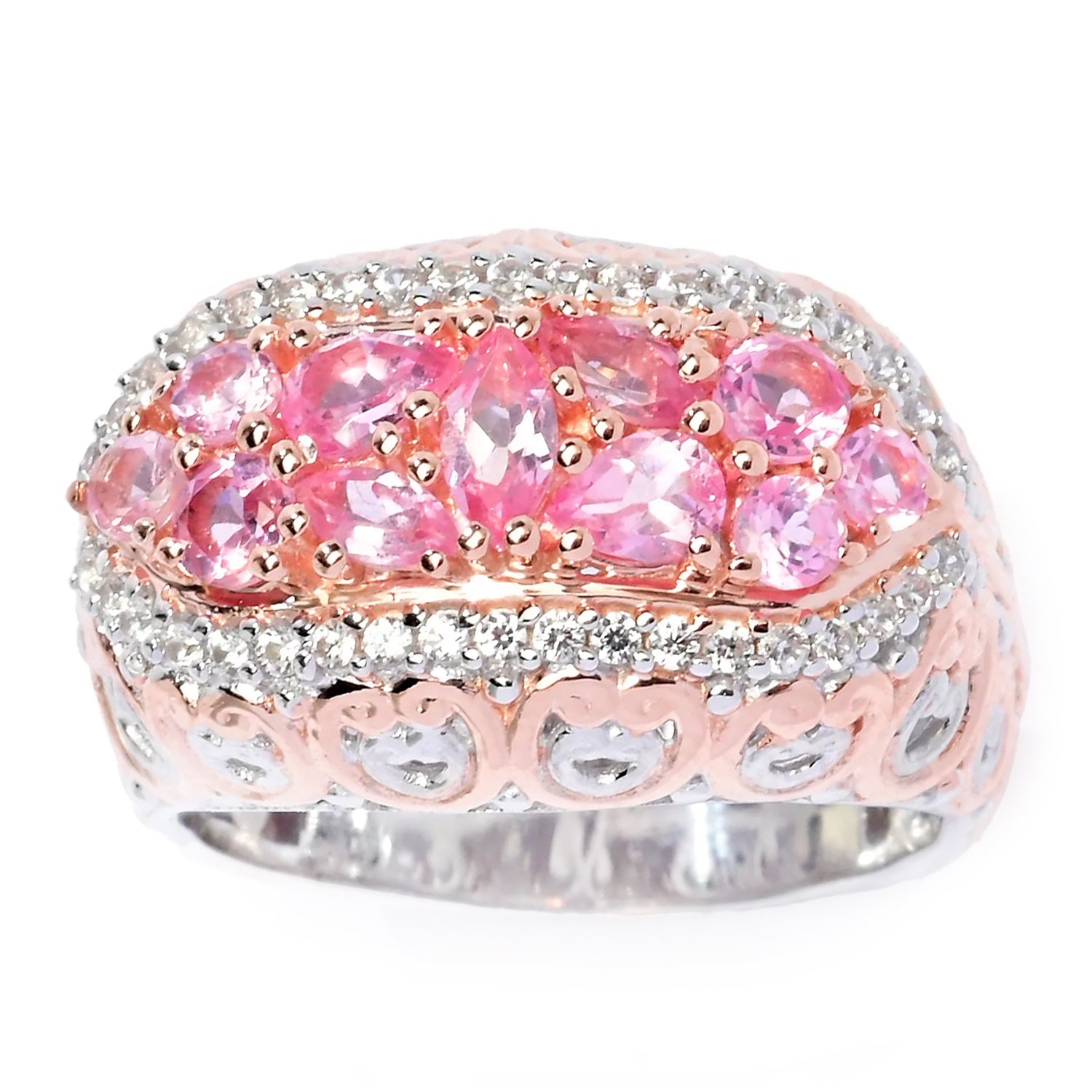 Gems en Vogue 1.55ctw Tanzanian Pink Spinel & White Zircon Ring