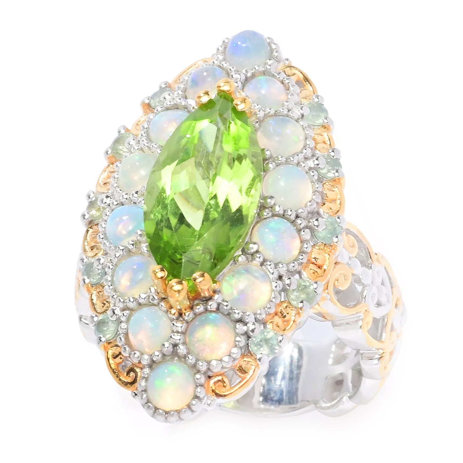 Gems en Vogue 2.83ctw Peridot, Ethiopian Opal & Alexandrite Ring