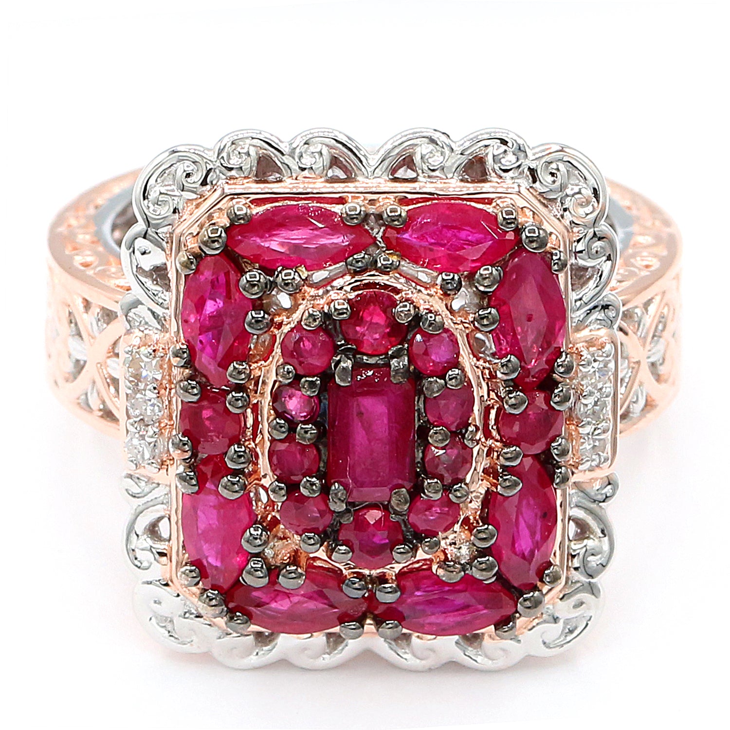 Gems en Vogue 2.05ctw Ruby & Diamond Cluster Ring