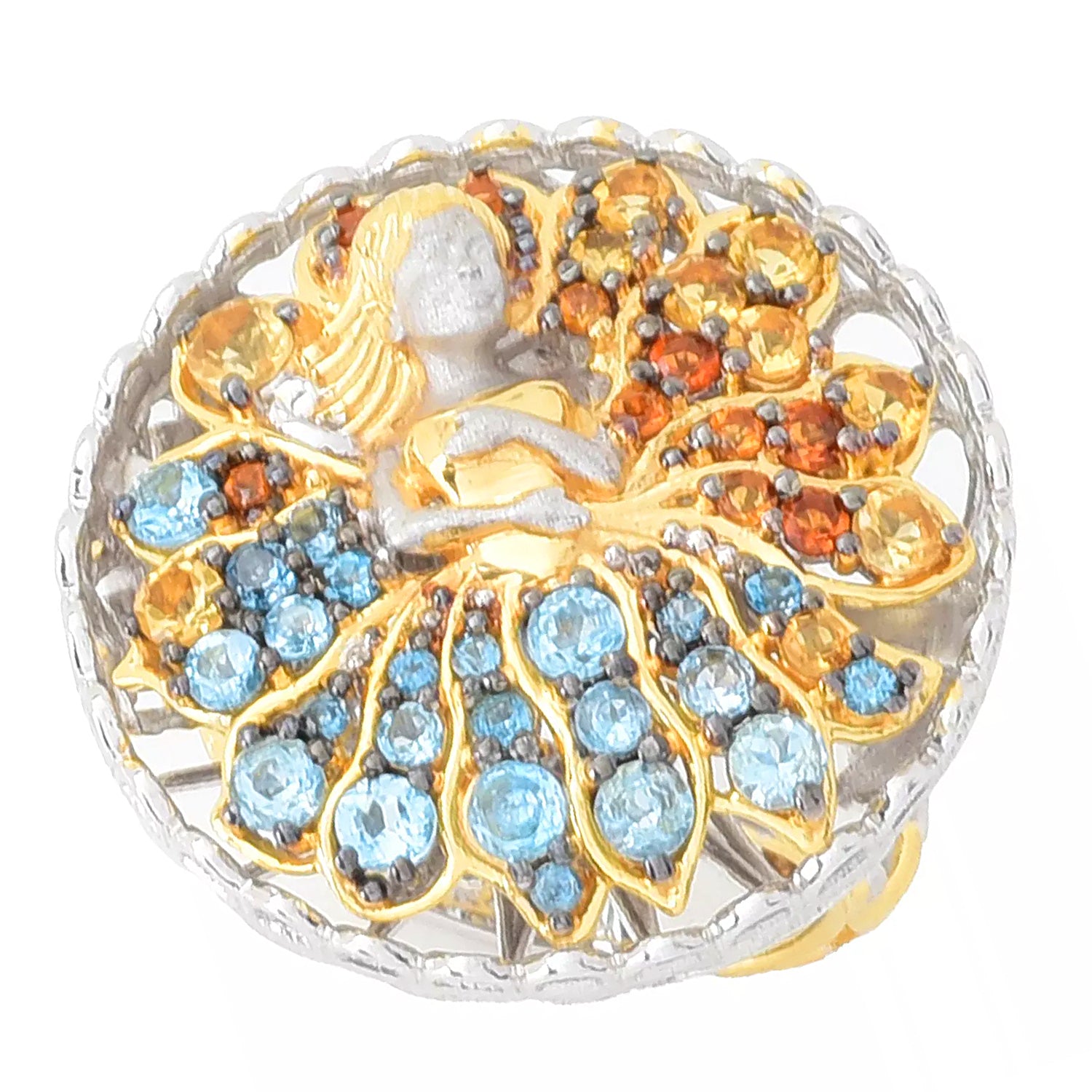 Gems en Vogue 2.36ctw Topaz & Citrine Multi Gemstones Spinning Lady Ring