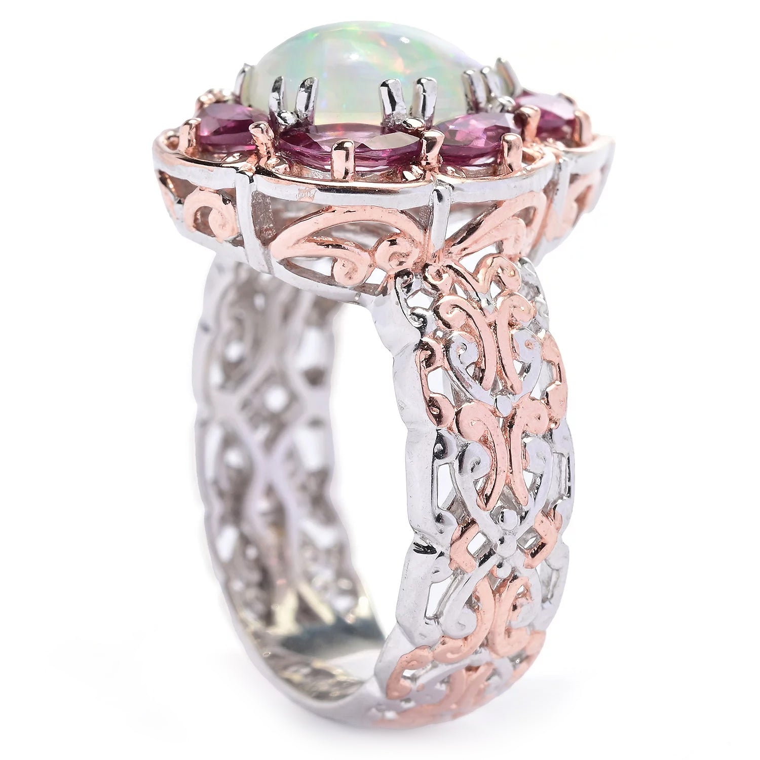 Gems en Vogue Ethiopian Opal & Umbra River Rose Garnet Ring