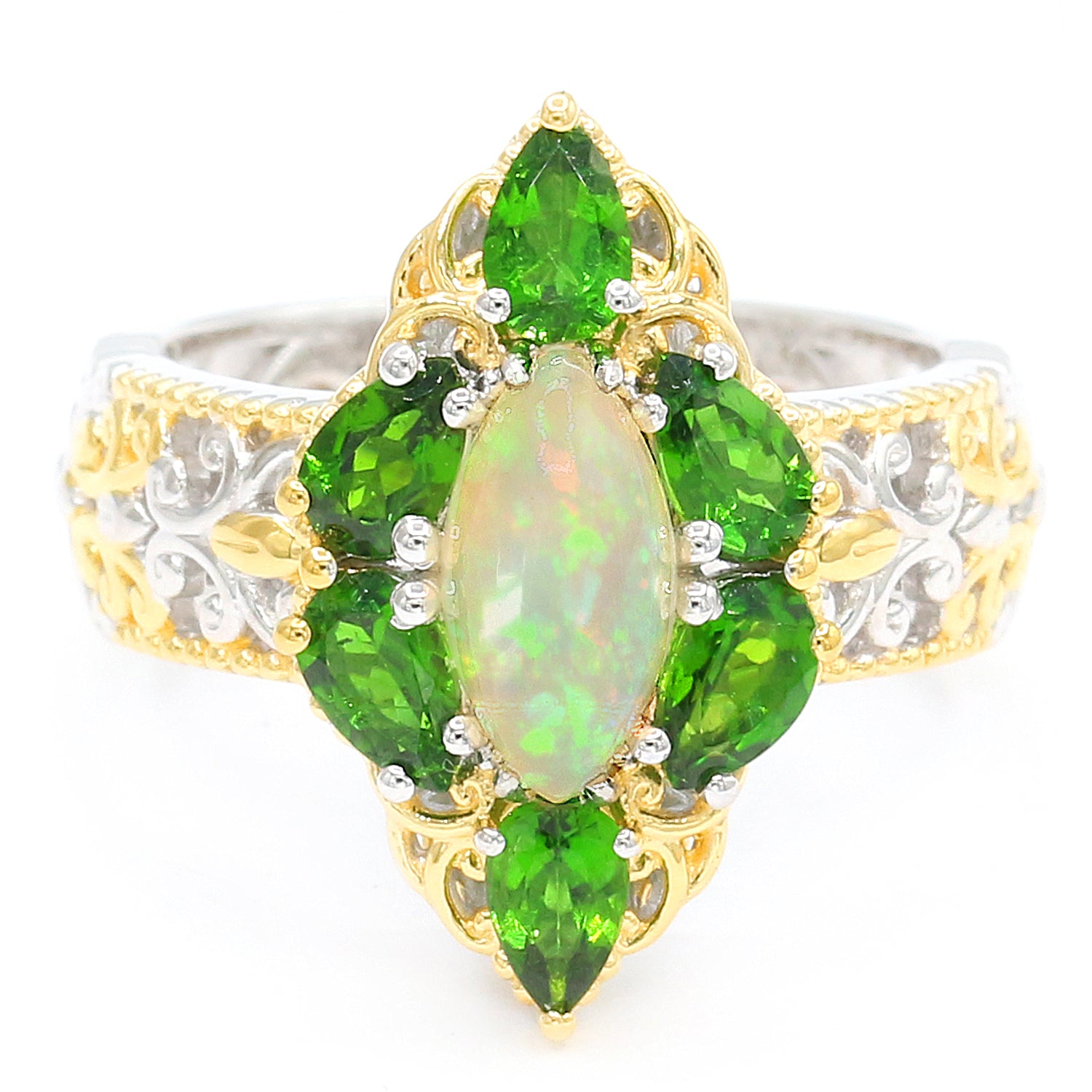 Gems en Vogue Ethiopian Opal & Chrome Diopside Ring