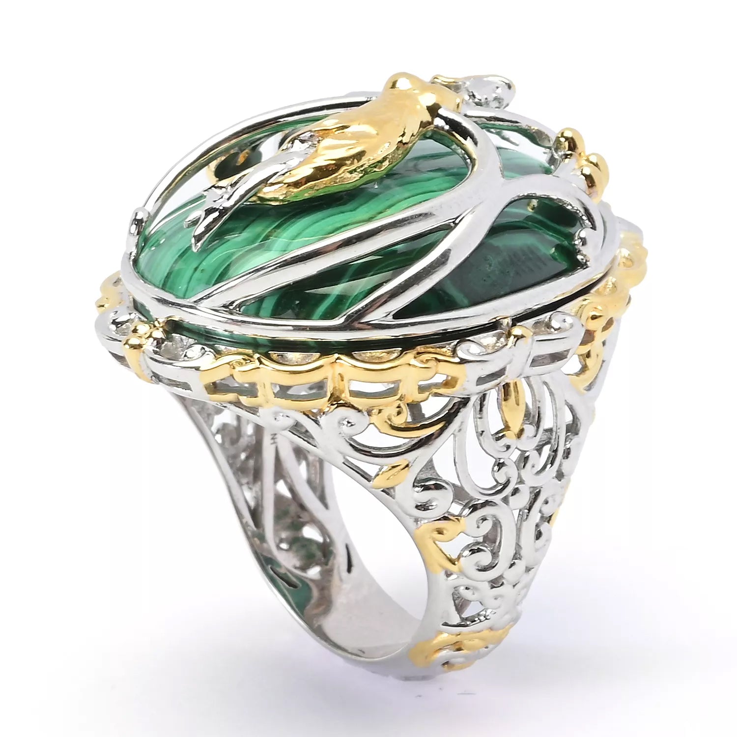 Gems en Vogue Malachite Dancer Elongated Ring