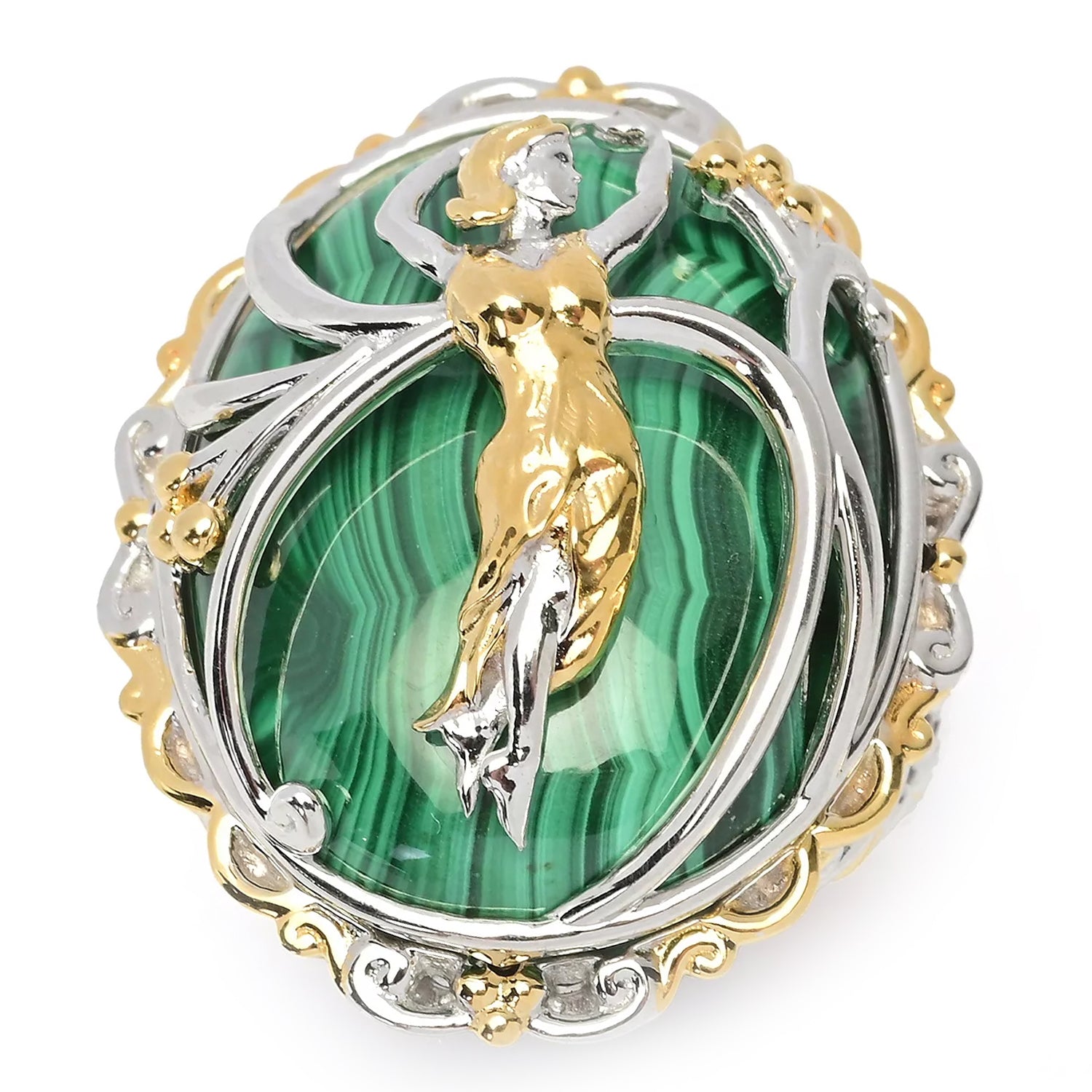 Gems en Vogue Malachite Dancer Elongated Ring