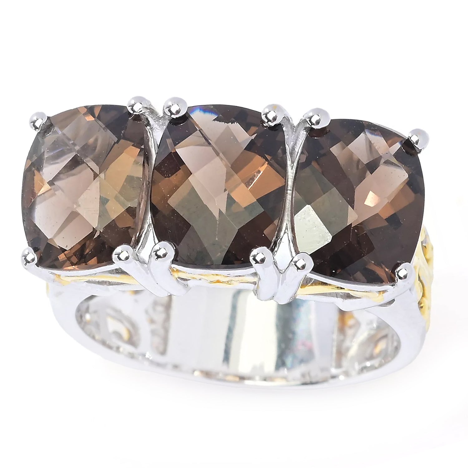 Gems en Vogue 5.40ctw Smoky Quartz Three Stone Ring