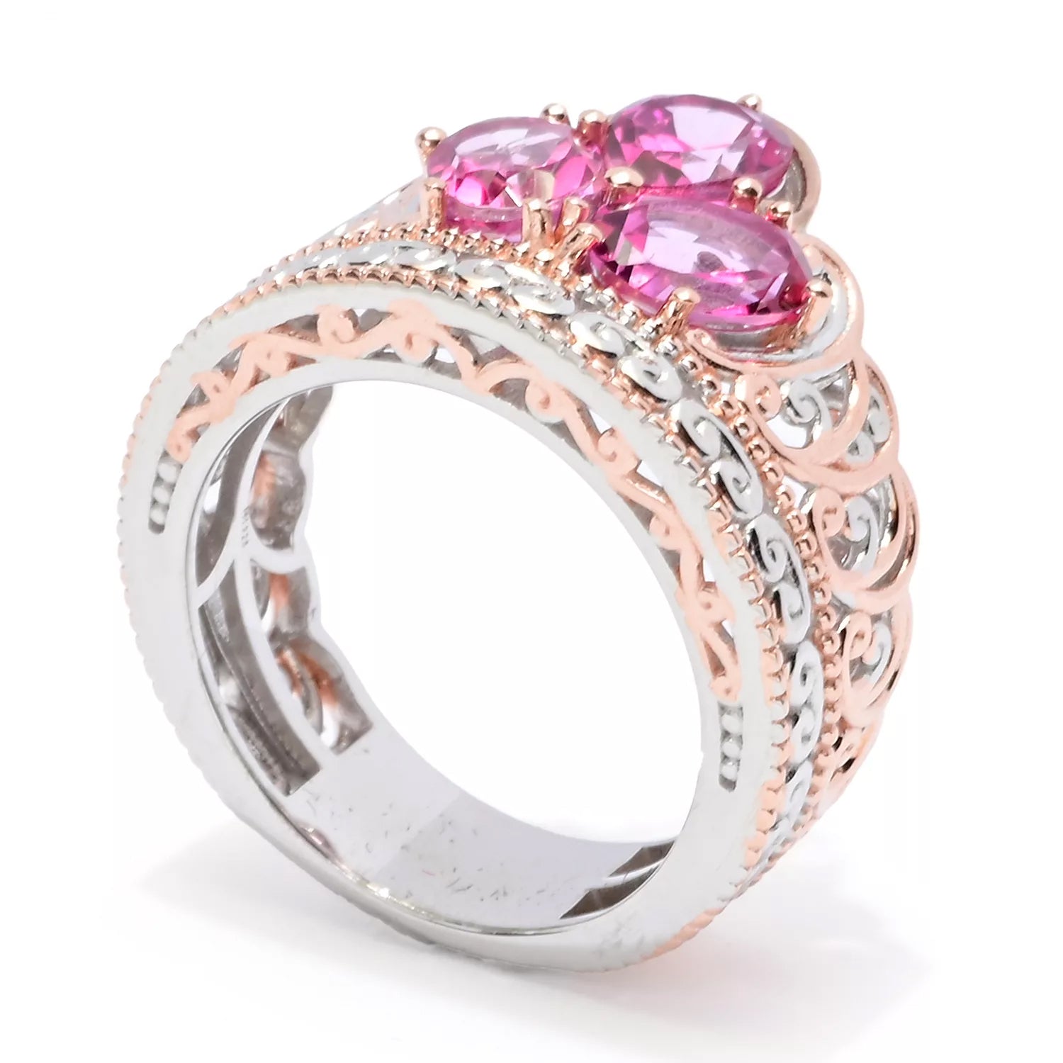 Gems en Vogue 2.64ctw Martha Rocha Pink Topaz Crown Ring