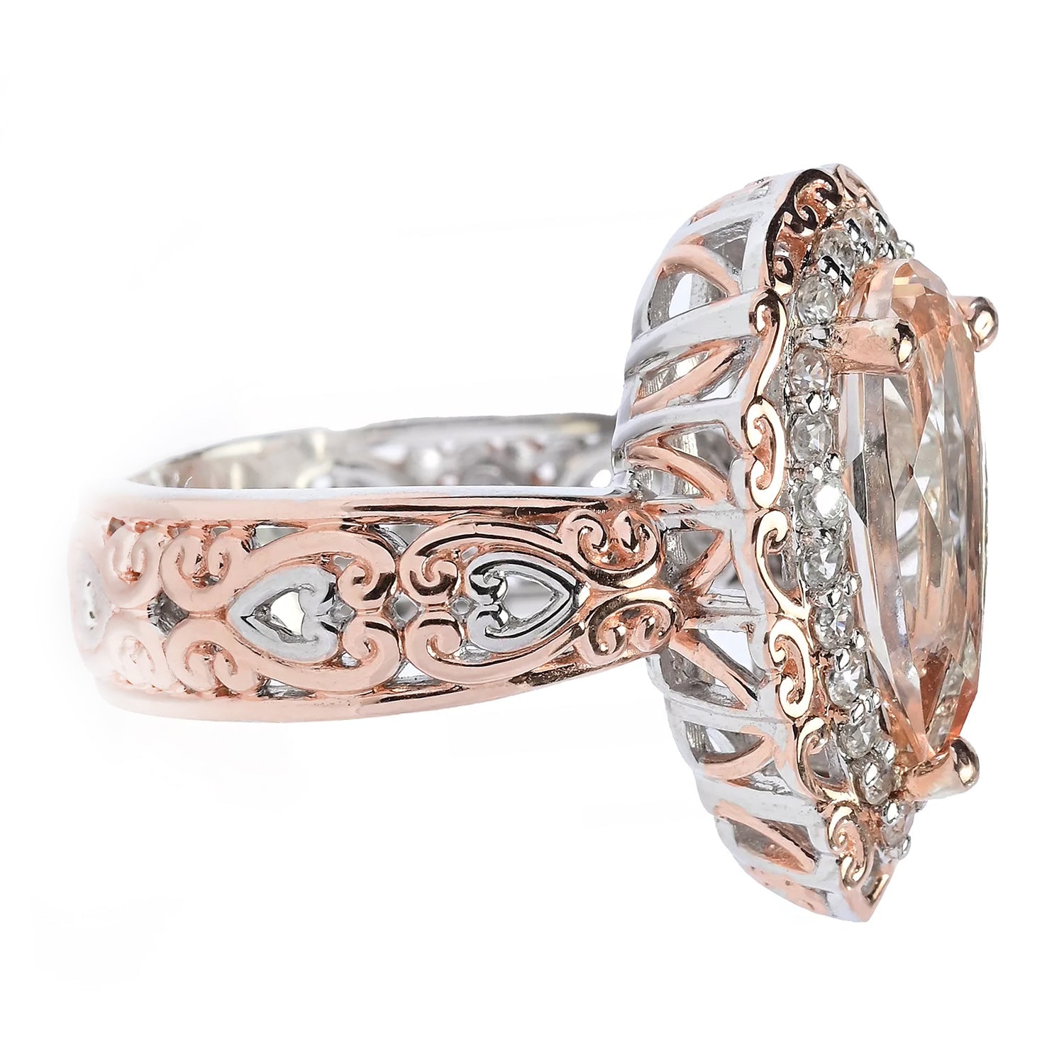 Gems en Vogue 3.31ctw Morganite Color Topaz & White Zircon Ring