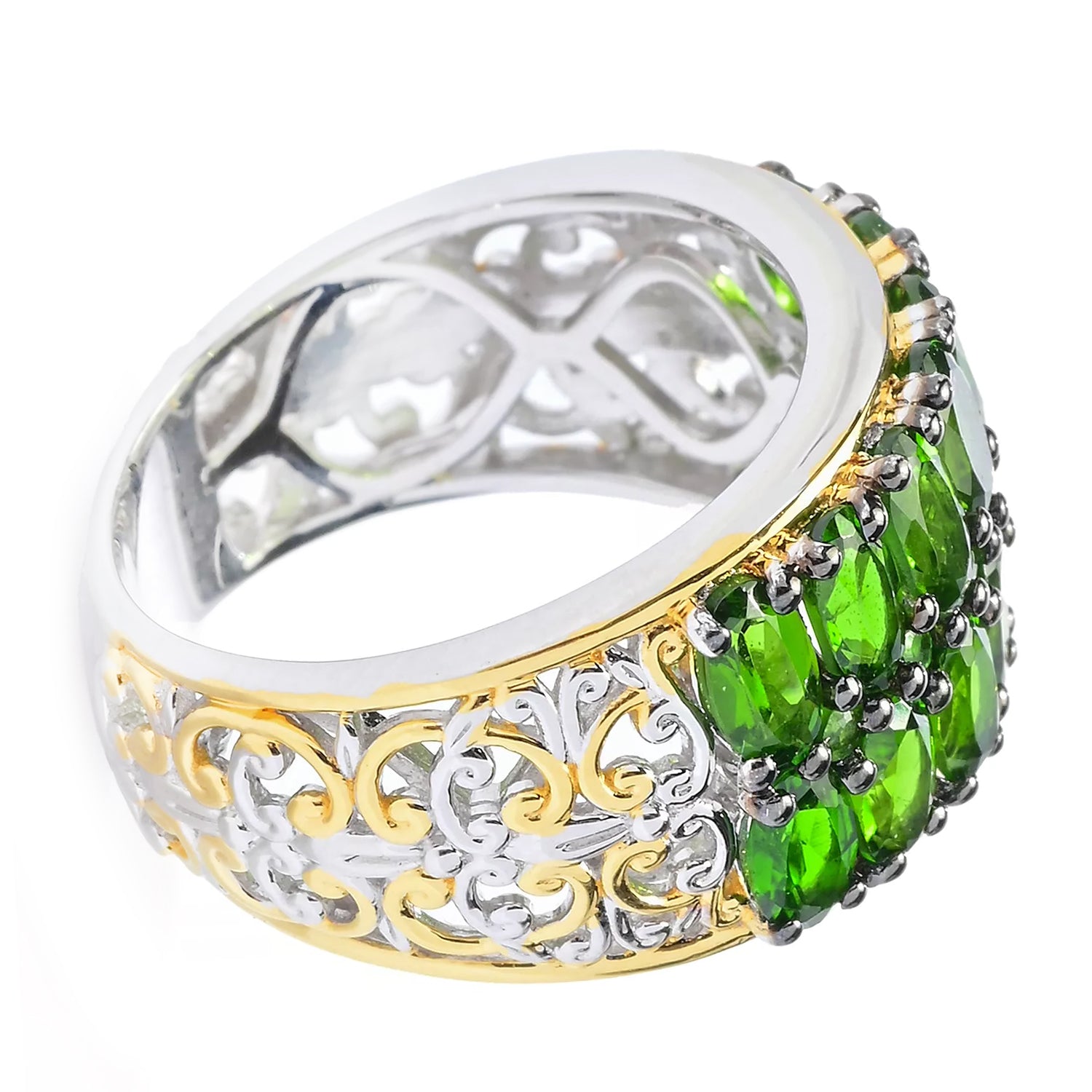 Gems en Vogue 3.62ctw Chrome Diopside Double Row Ring