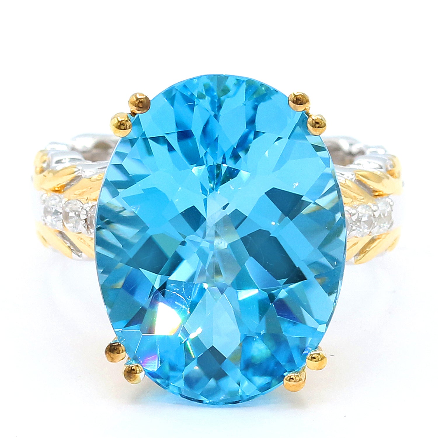 Limited Edition Gems en Vogue One-of-a-Kind 18.08ctw Super Swiss Blue Topaz & White Zircon Ring