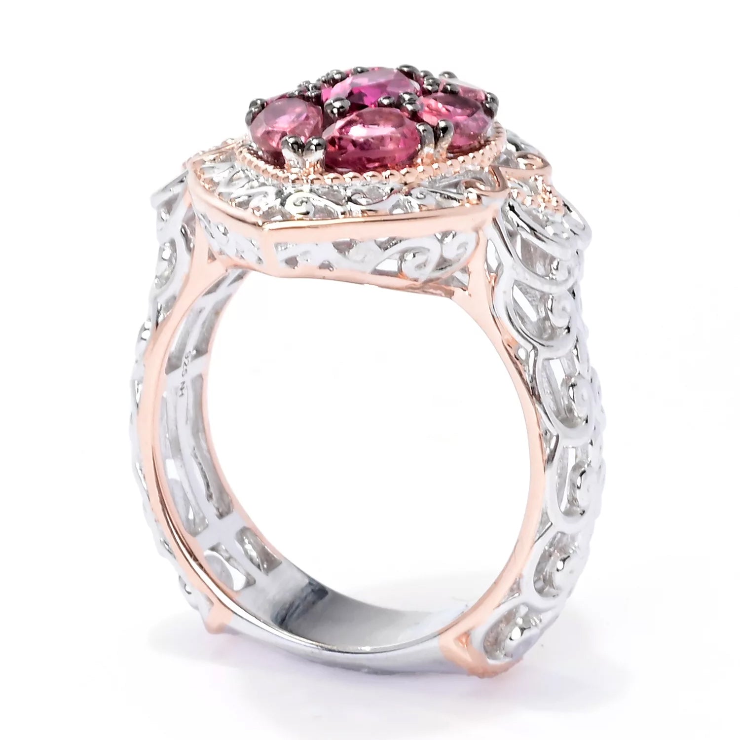 Gems en Vogue 1.58ct Pink Tourmaline Cluster Ring