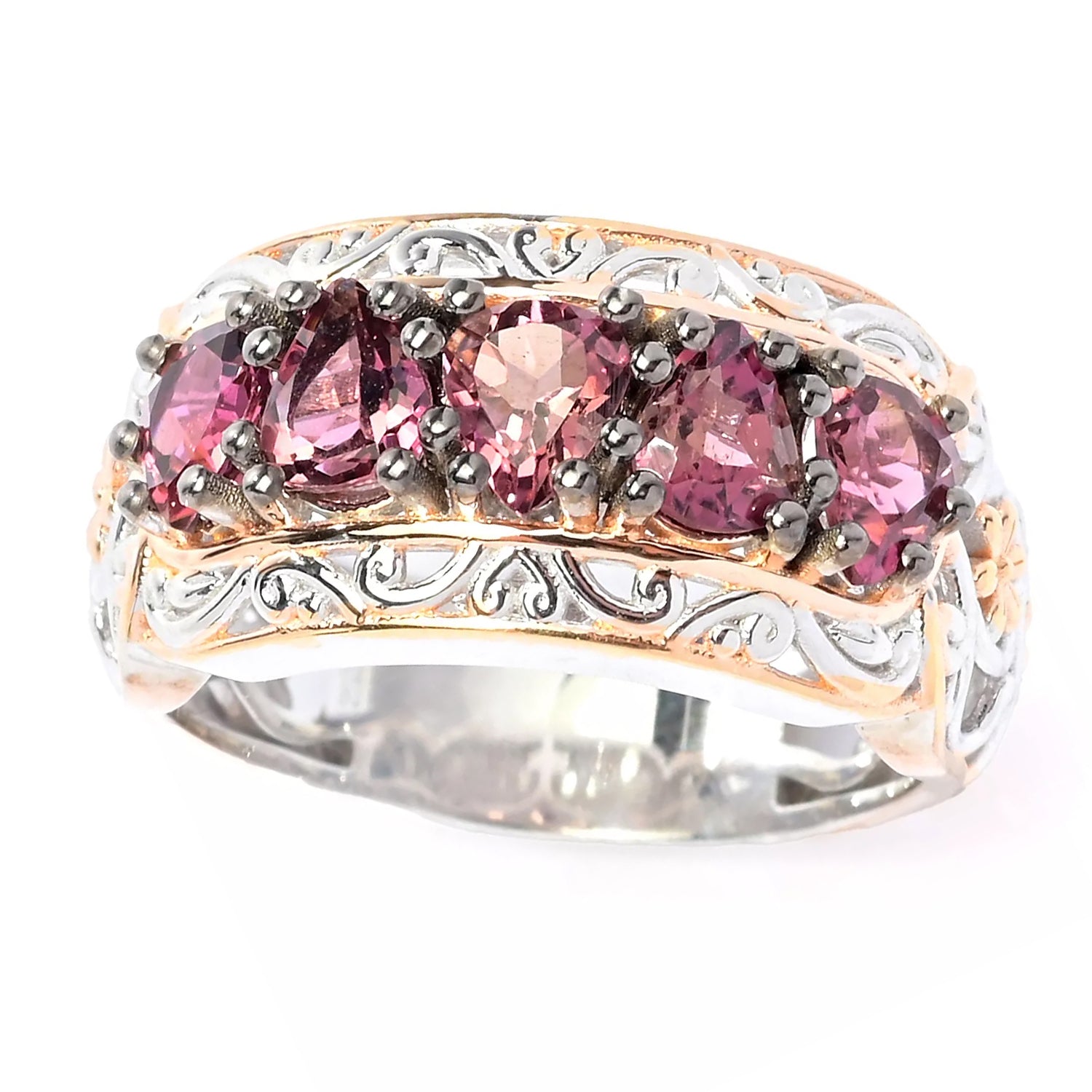 Gems en Vogue 1.35ct Pink Tourmaline Band Ring