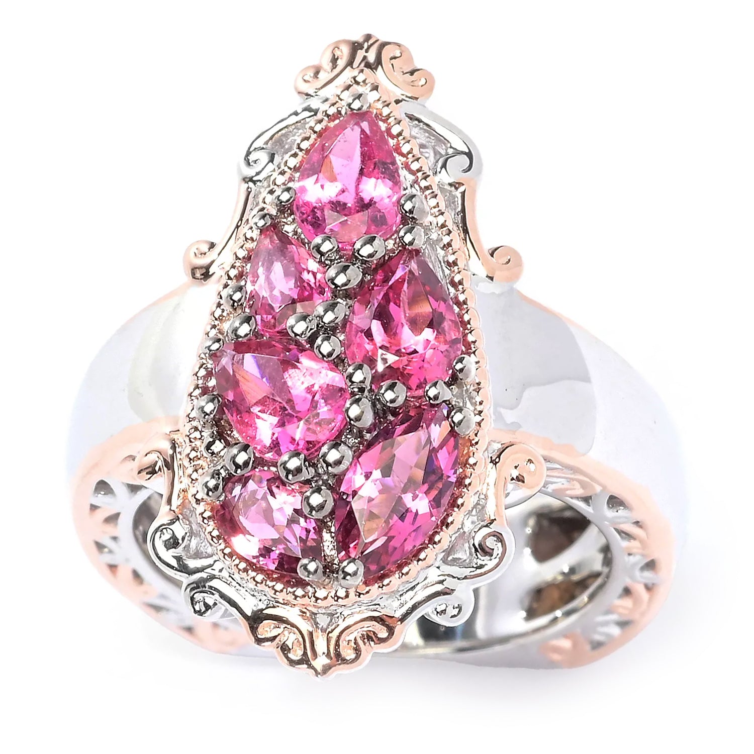 Gems en Vogue 1.78ct Pink Tourmaline Cluster Ring