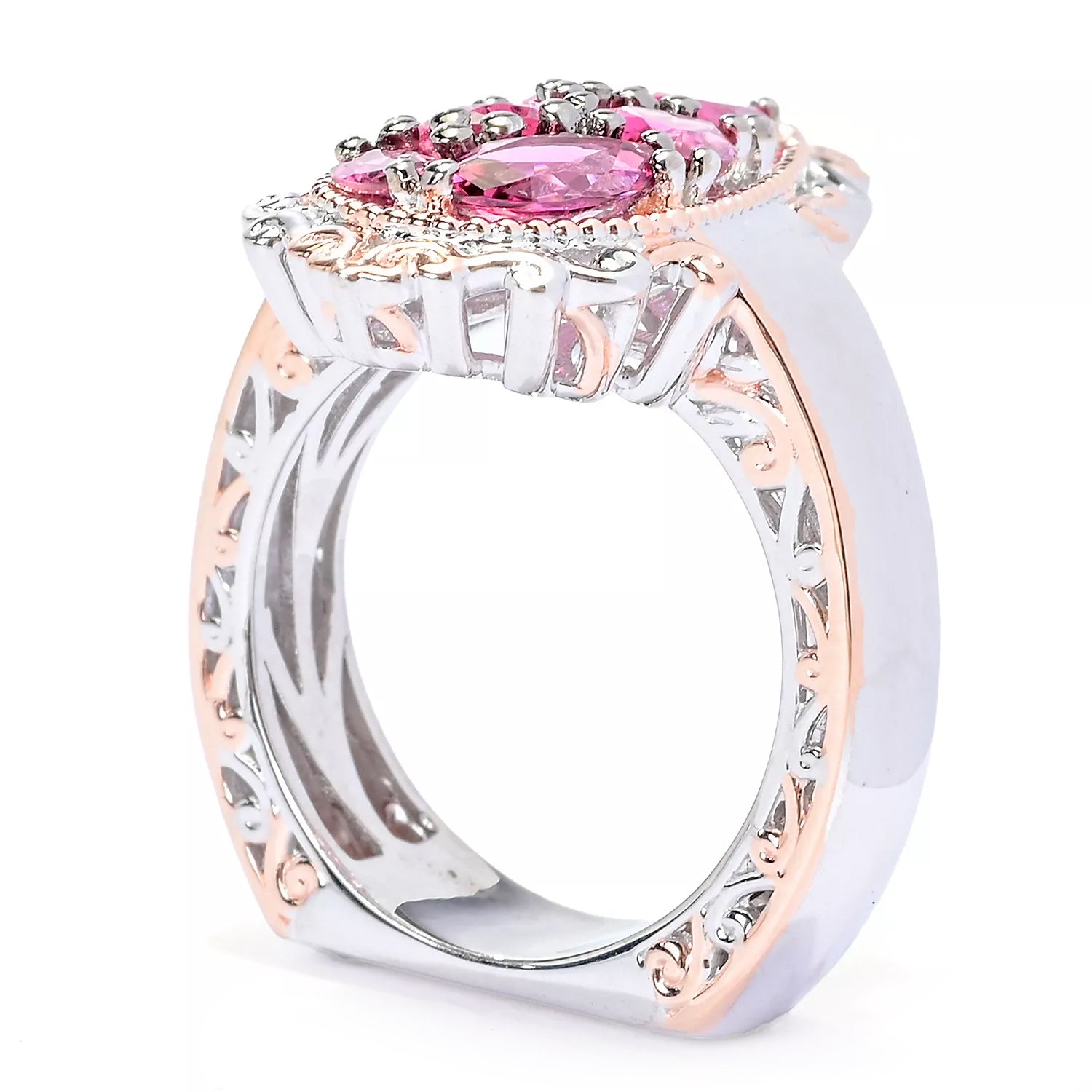 Gems en Vogue 1.78ct Pink Tourmaline Cluster Ring