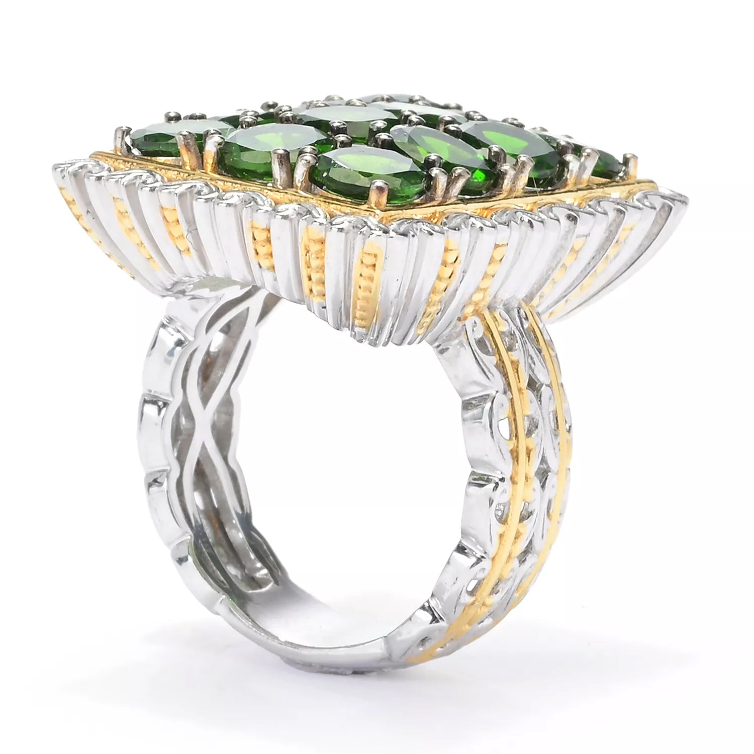 Gems en Vogue 24K Palladium Silver 6.72ctw Chrome Diopside Ring