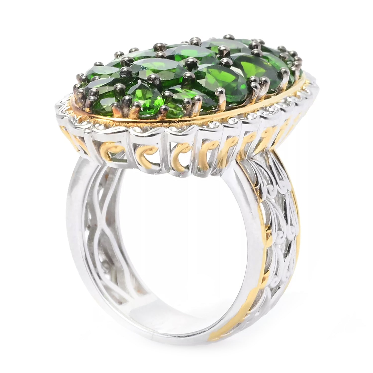 Gems en Vogue 6.24ctw Chrome Diopside Oval Cluster Ring