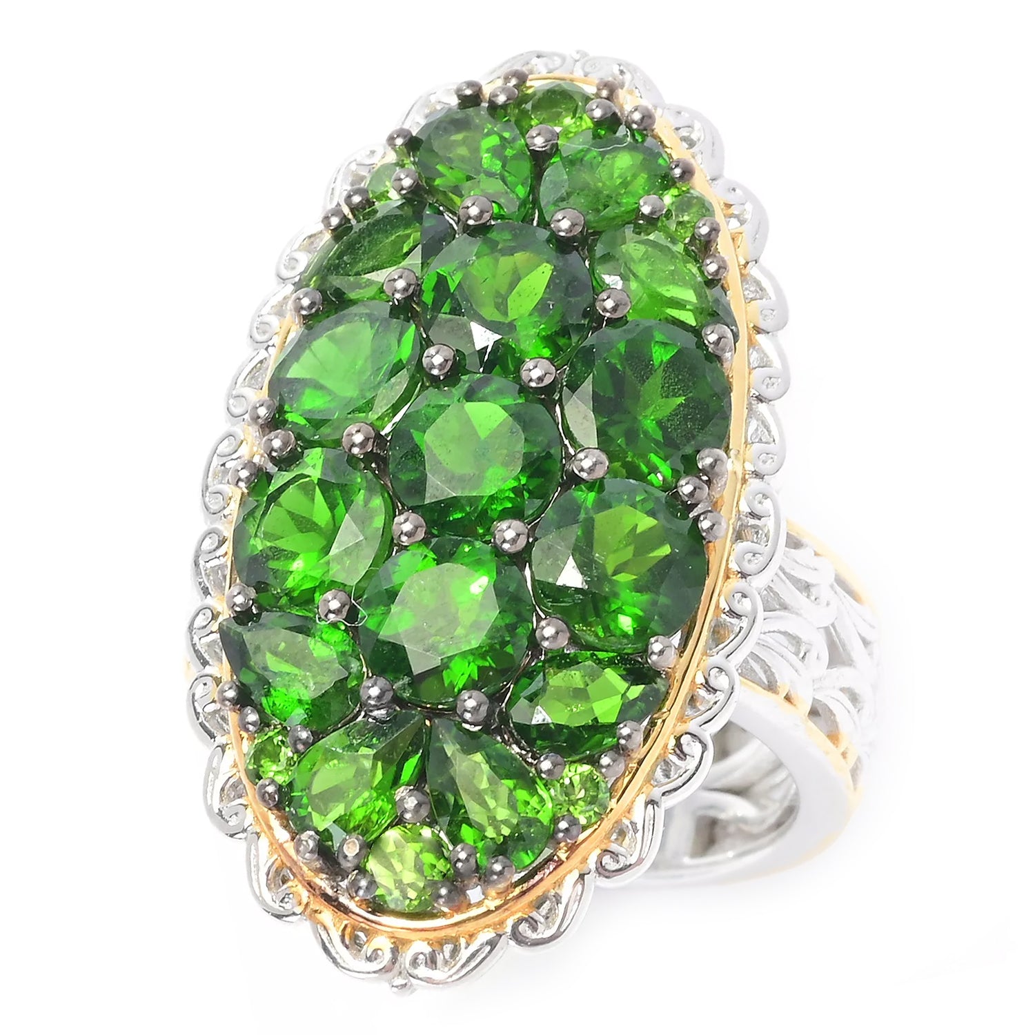 Gems en Vogue 6.24ctw Chrome Diopside Oval Cluster Ring