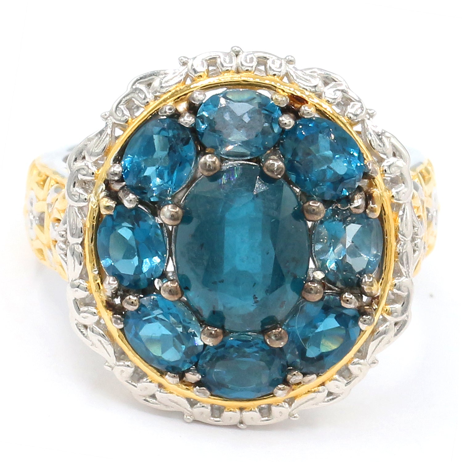 Gems en Vogue One-of-a-Kind 6.72ctw Teal Kyanite & London Blue Topaz Ring