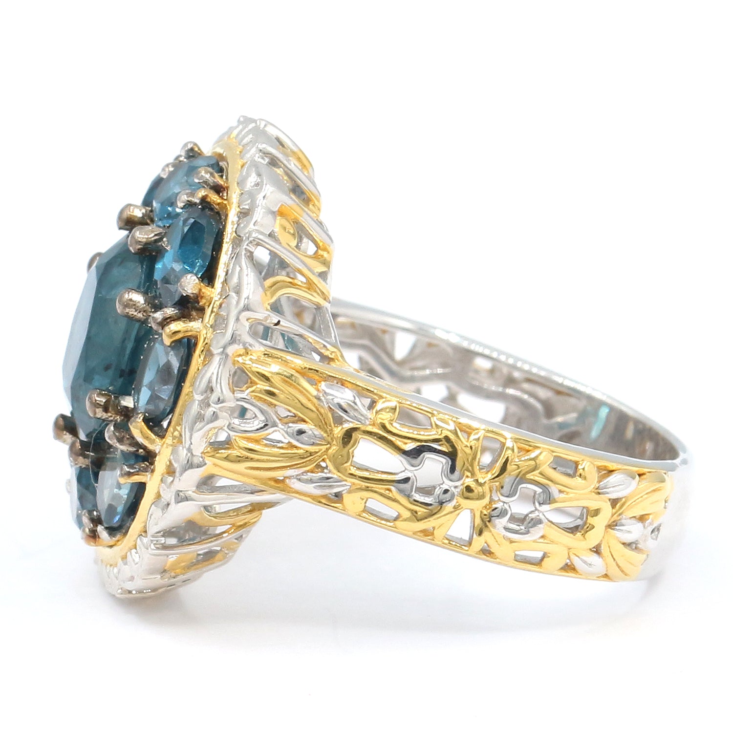 Gems en Vogue One-of-a-Kind 6.72ctw Teal Kyanite & London Blue Topaz Ring