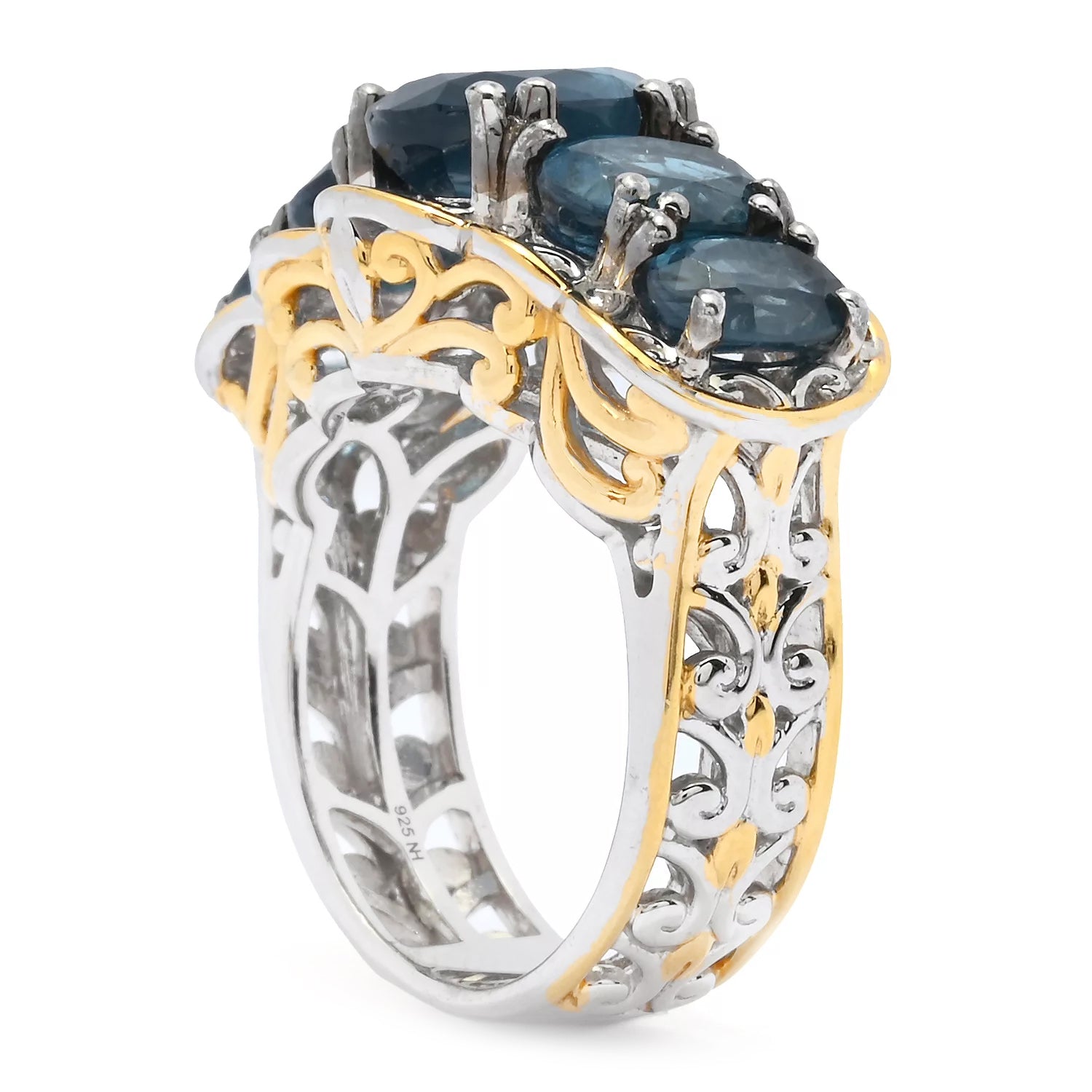 Gems en Vogue 5.71ctw Teal Kyanite Five Stone Ring