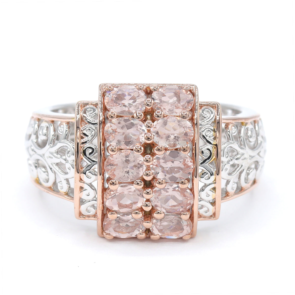 Gems en Vogue 18K Palladium Silver 1.50ctw Morganite Ring