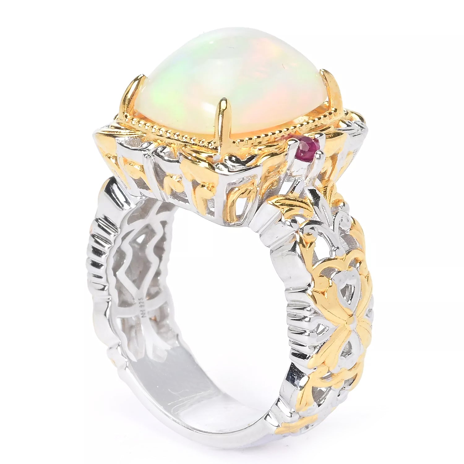 Gems en Vogue Ethiopian Opal & Tanzanian Ruby Ring