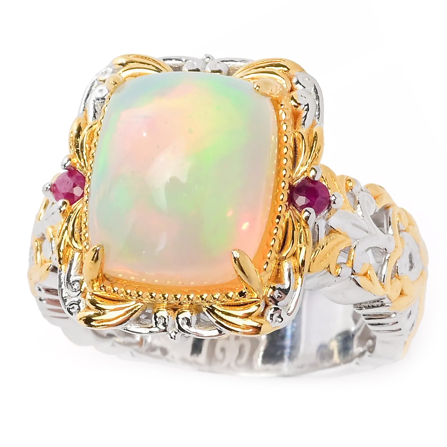 Gems en Vogue Ethiopian Opal & Tanzanian Ruby Ring