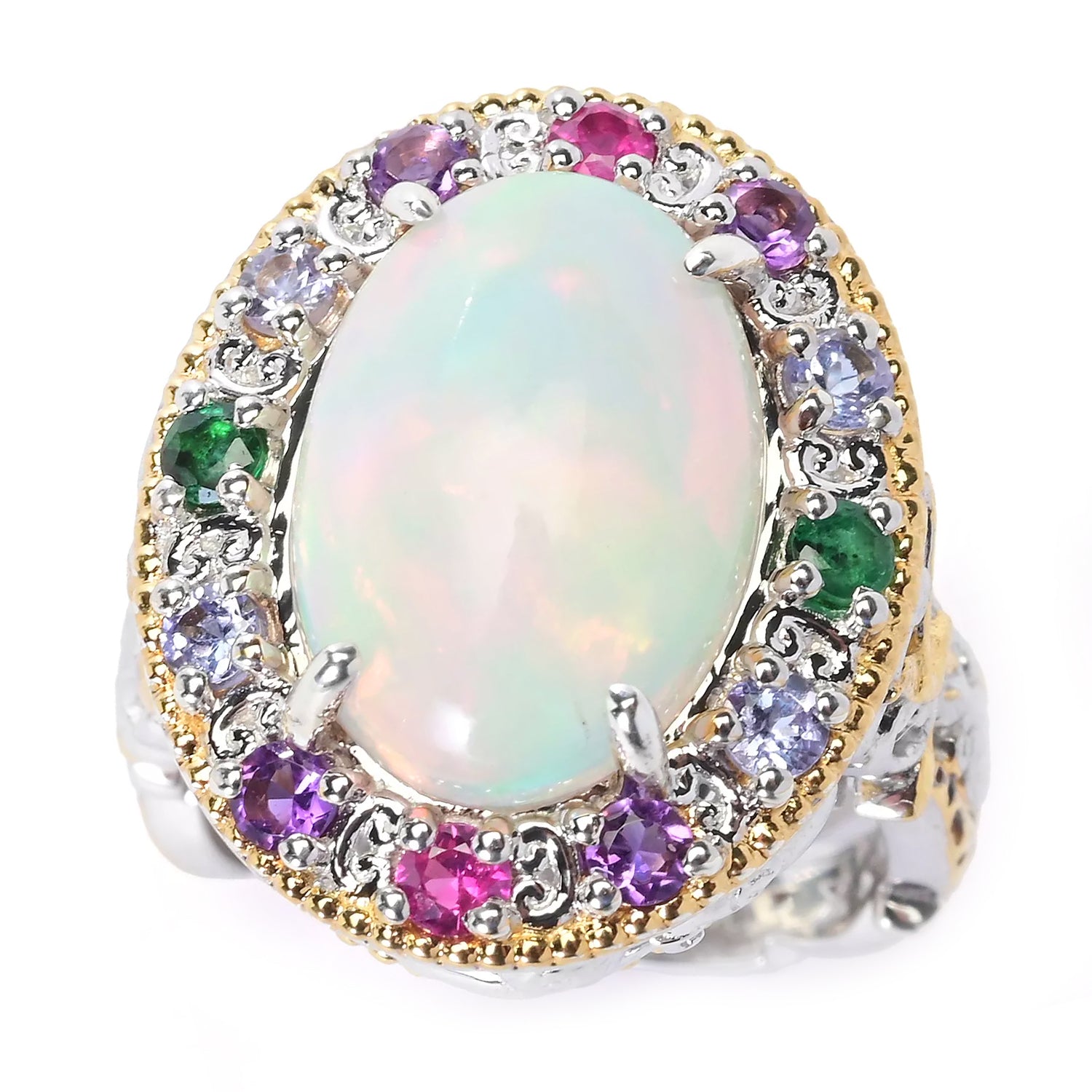 Gems en Vogue Ethiopian Opal & Multi Gemstones Safari Ring