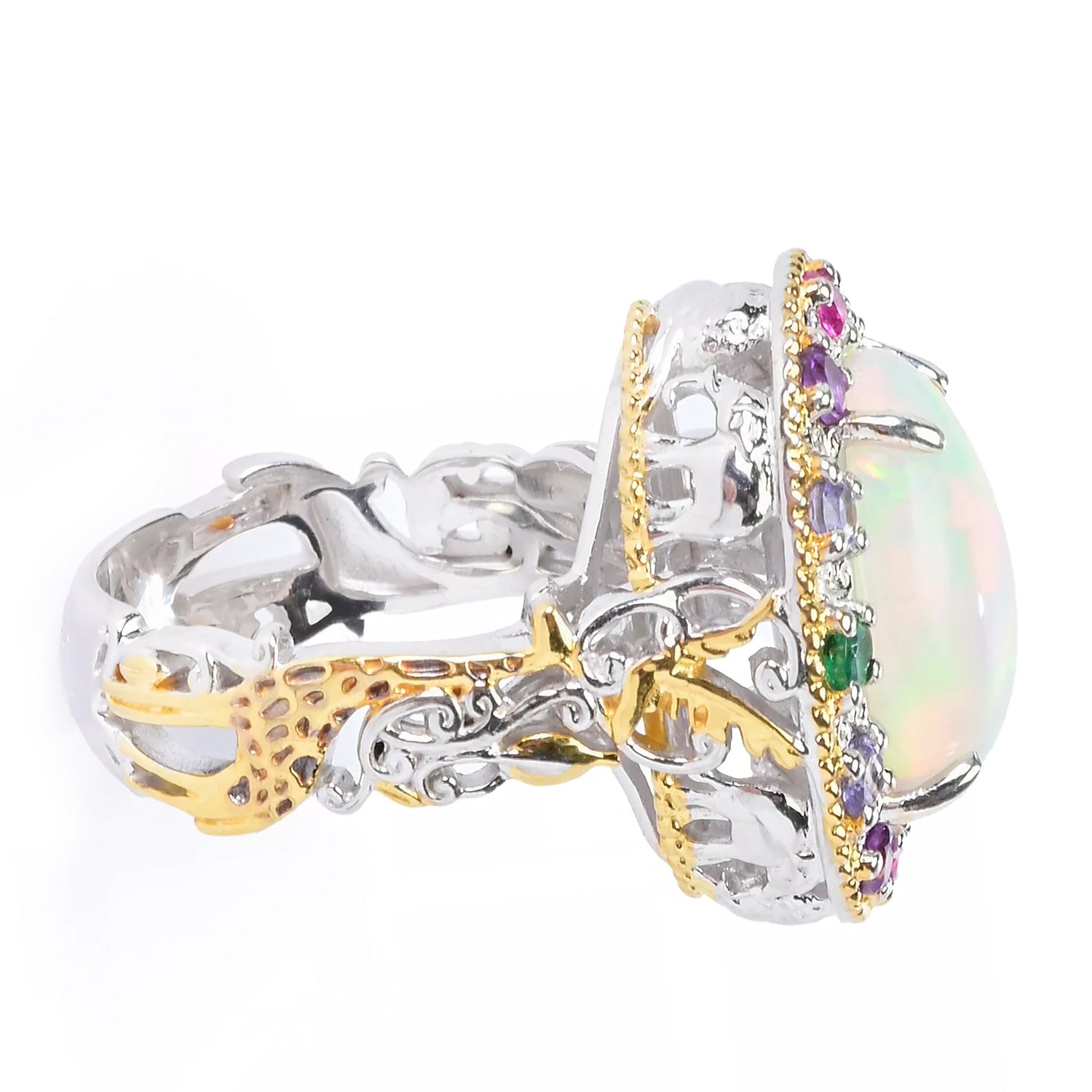Gems en Vogue Ethiopian Opal & Multi Gemstones Safari Ring