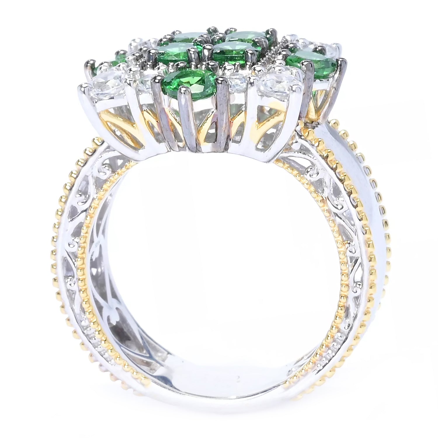 Gems en Vogue 2.44ctw Tsavorite Garnet & White Zircon Ring