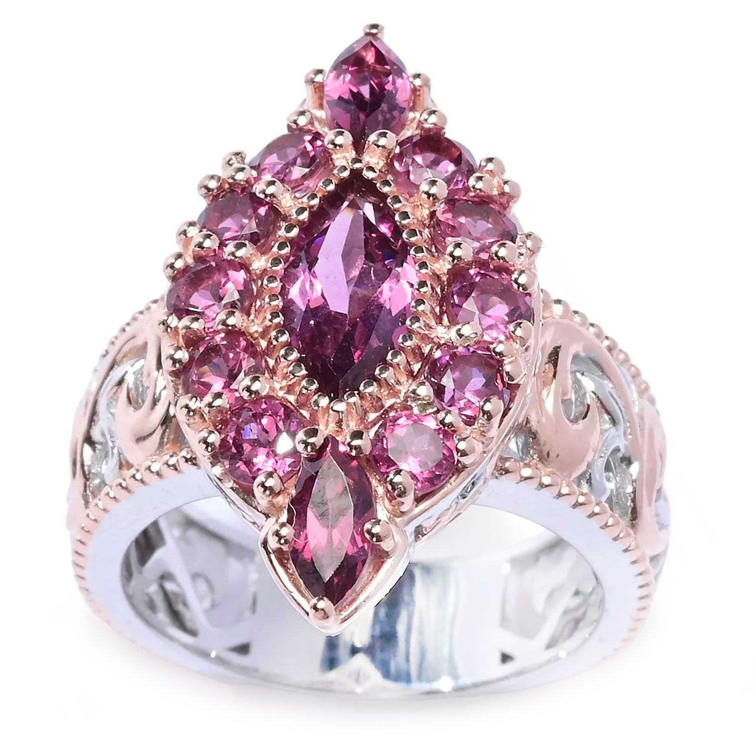 Gems en Vogue 4.31ctw Umba River Rose Garnet Marquise Ring