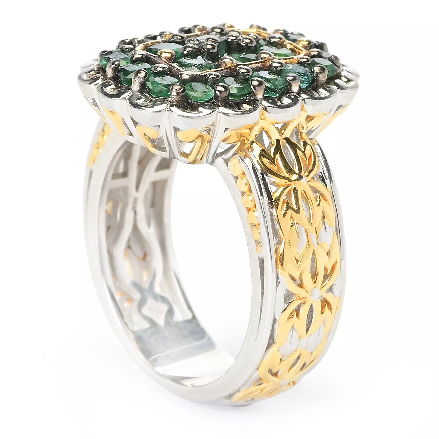 Gems en Vogue 1.50ctw Grizzly Emerald Filigree Ring