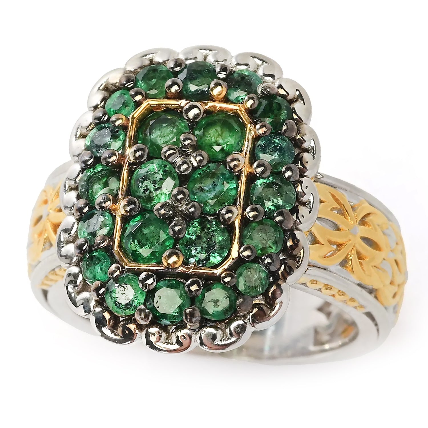 Gems en Vogue 1.50ctw Grizzly Emerald Filigree Ring