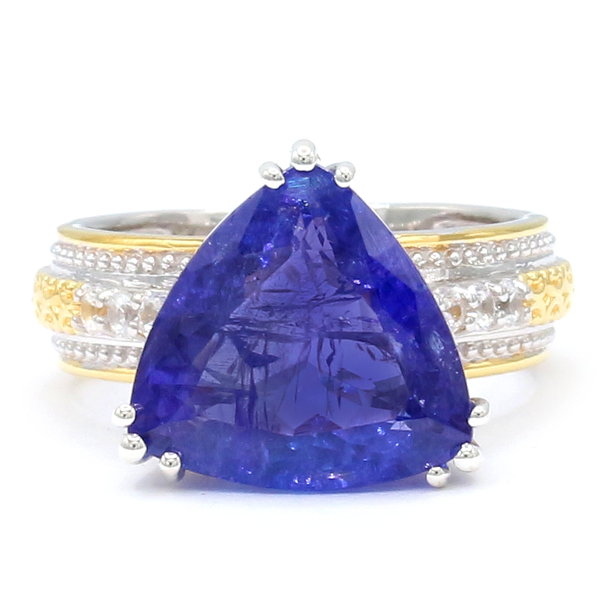 Couture Gems One-of-a-Kind 24K Palladium Silver 10.11ctw Tanzanite & White Zircon Ring
