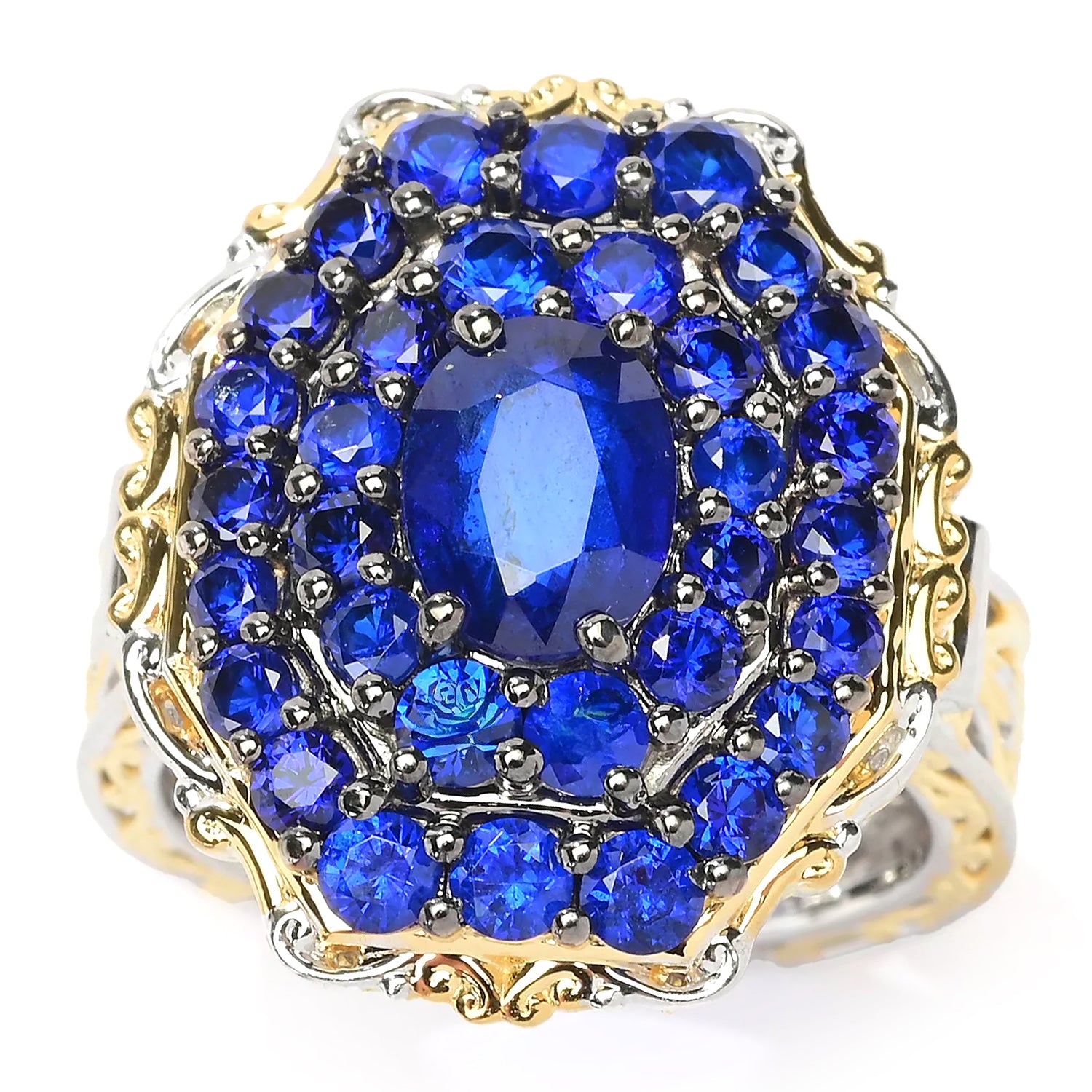 Gems en Vogue 3.85ctw Cobalt Blue Spinel Octagon Ring