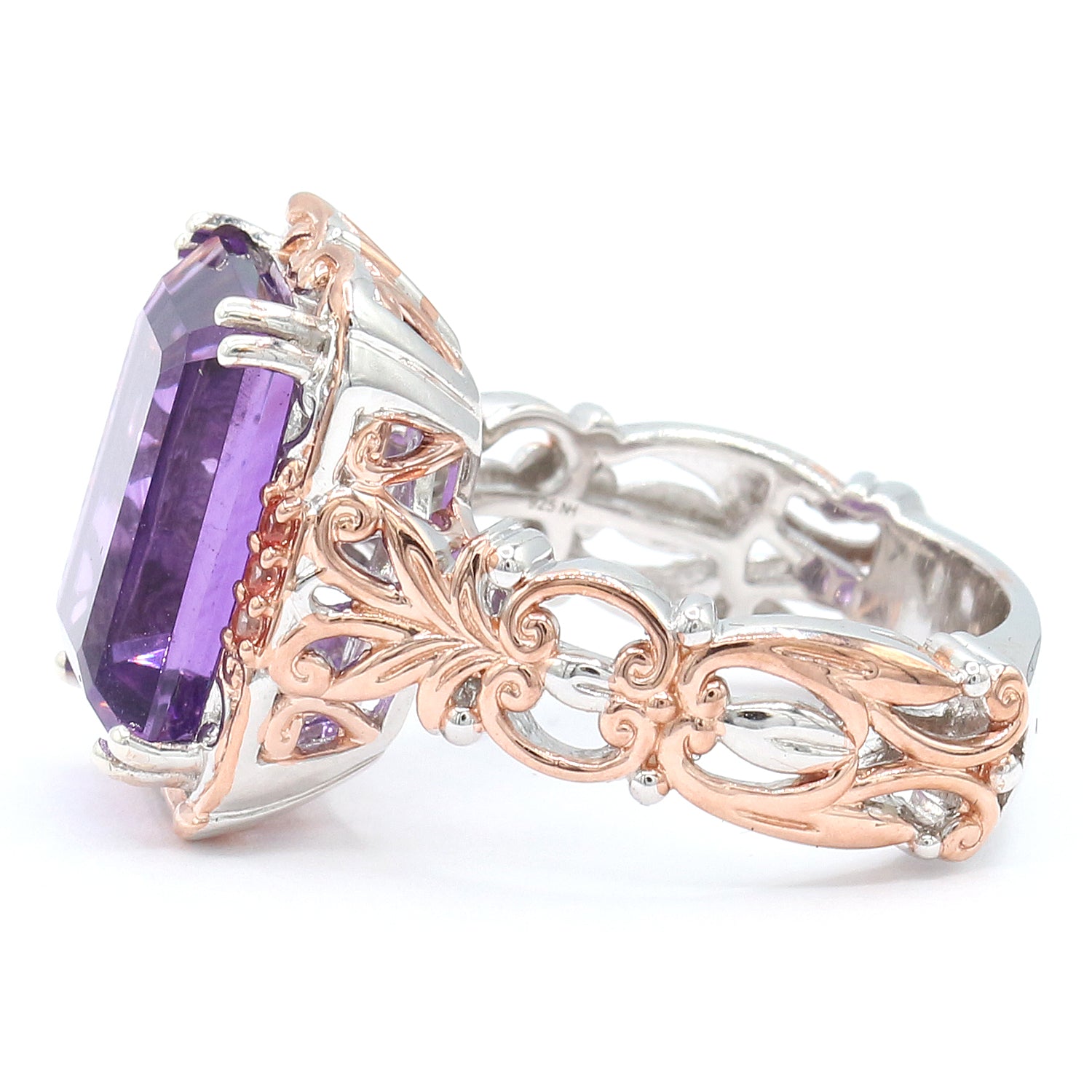 Gems en Vogue 7.06ctw Amethyst & Padparadscha Sapphire Ring