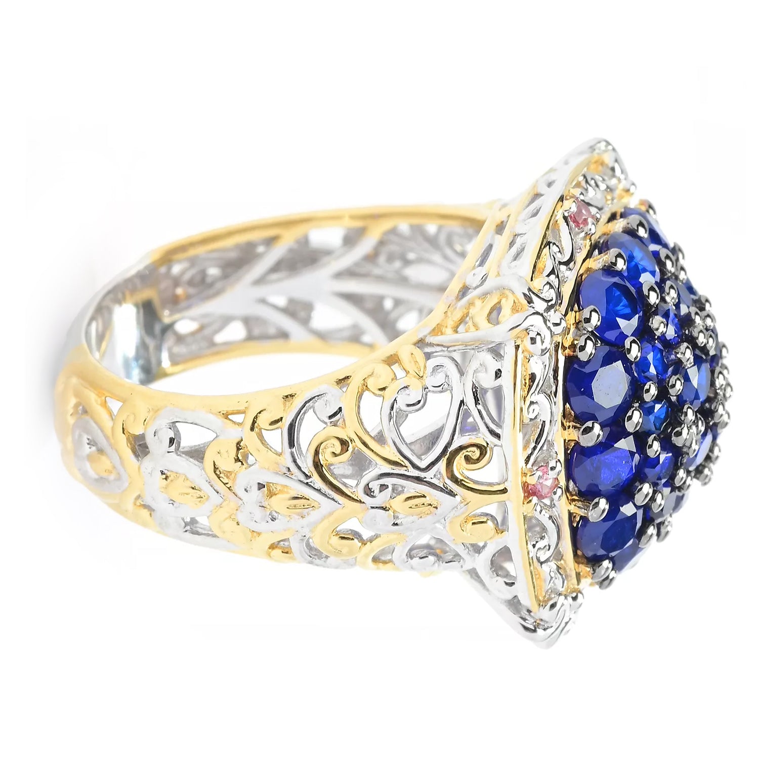 Gems en Vogue 2.86ctw Cobalt Blue Spinel & Padparadscha Sapphire Ring