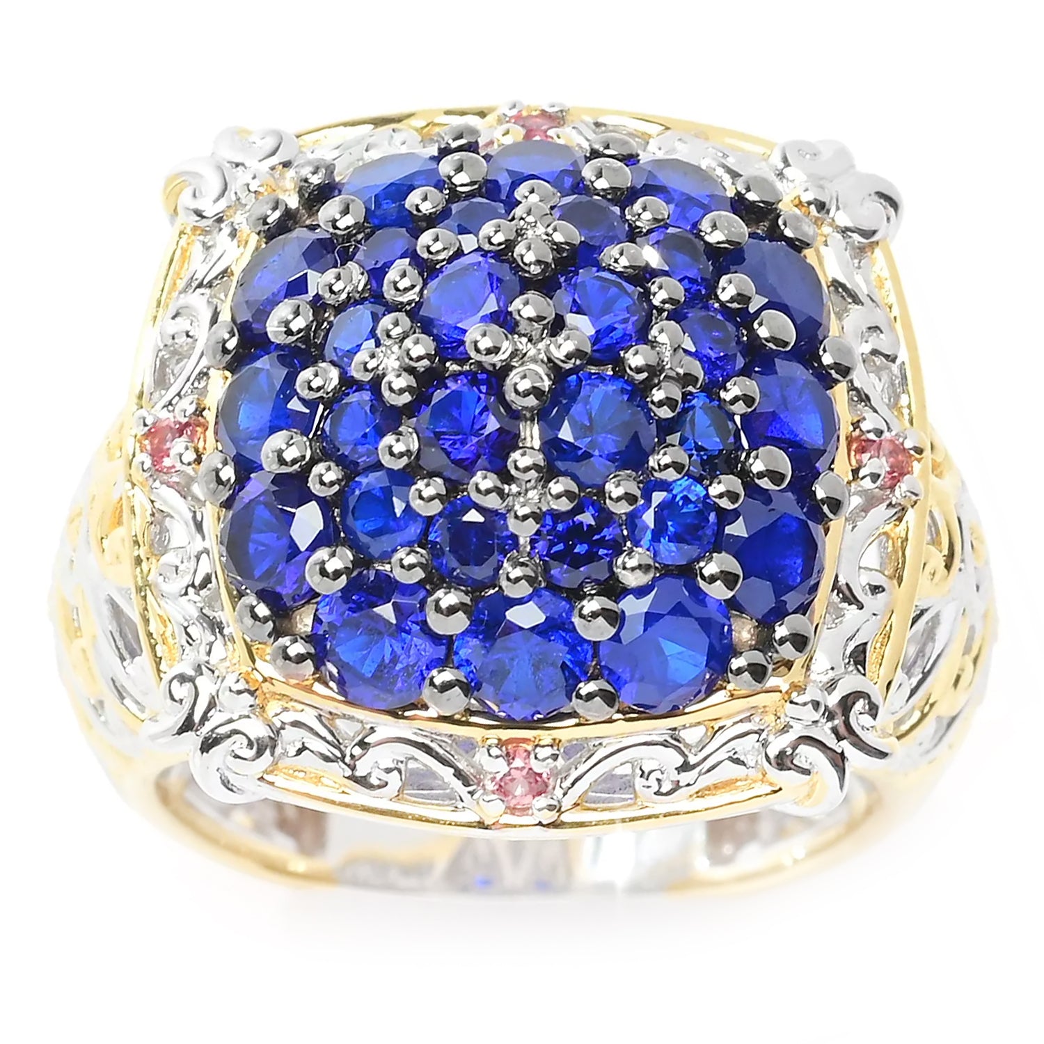 Gems en Vogue 2.86ctw Cobalt Blue Spinel & Padparadscha Sapphire Ring