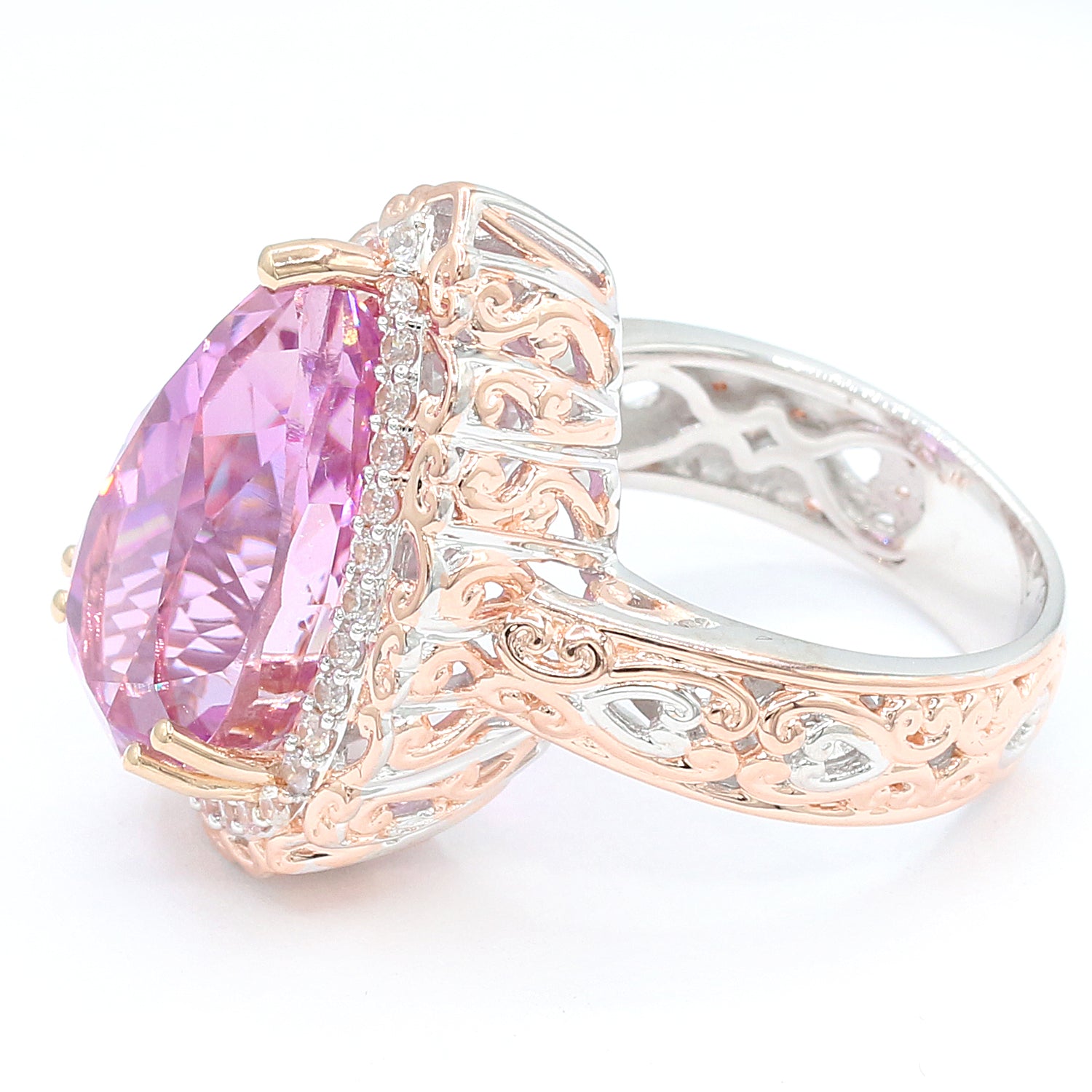 Limited Edition Gems en Vogue Luxe One-of-a-Kind 16.87ctw Kunzite & White Zircon Ring
