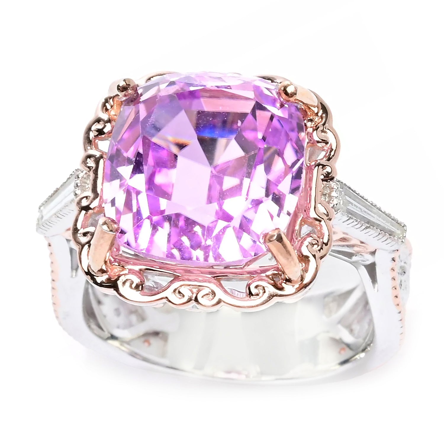 Limited Edition Gems en Vogue Luxe One-of-a-Kind 11.15ctw Kunzite & Diamond Ring