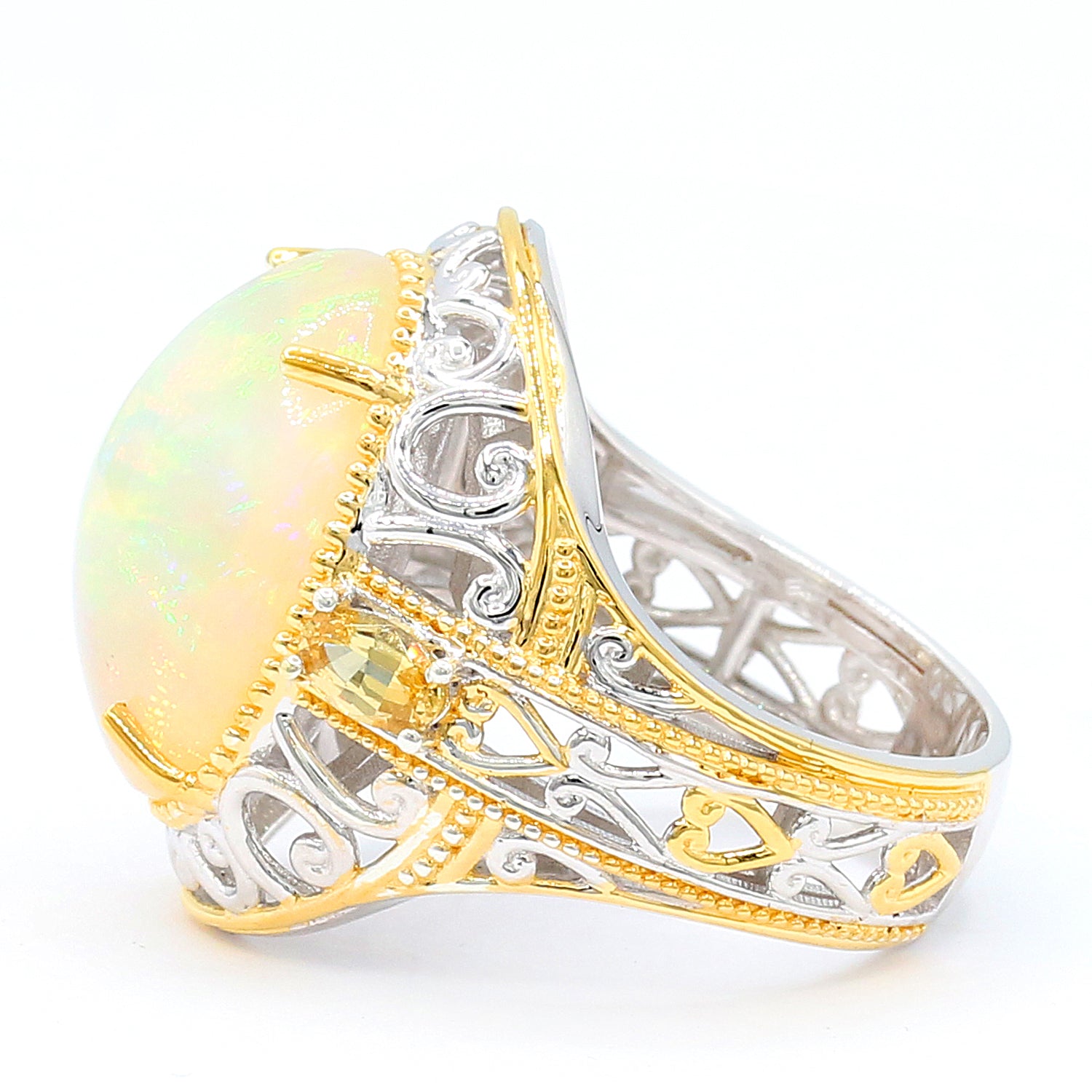 Limited Edition Gems en Vogue Luxe, One-of-a-Kind 8.10ctw Ethiopian Opal & Canary Tourmaline Ring
