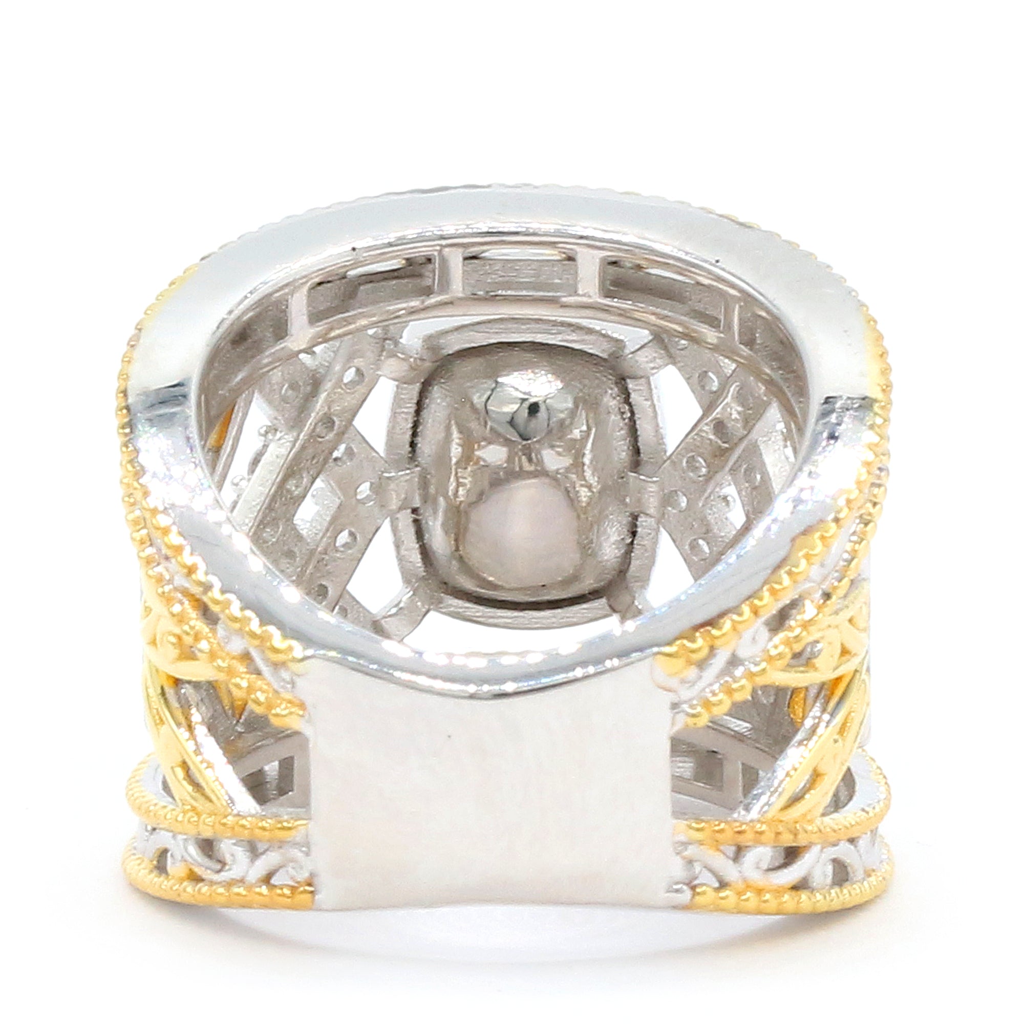 Gems en Vogue 24K Palladium Silver 2.70ctw Aquamarine & White Zircon Ring