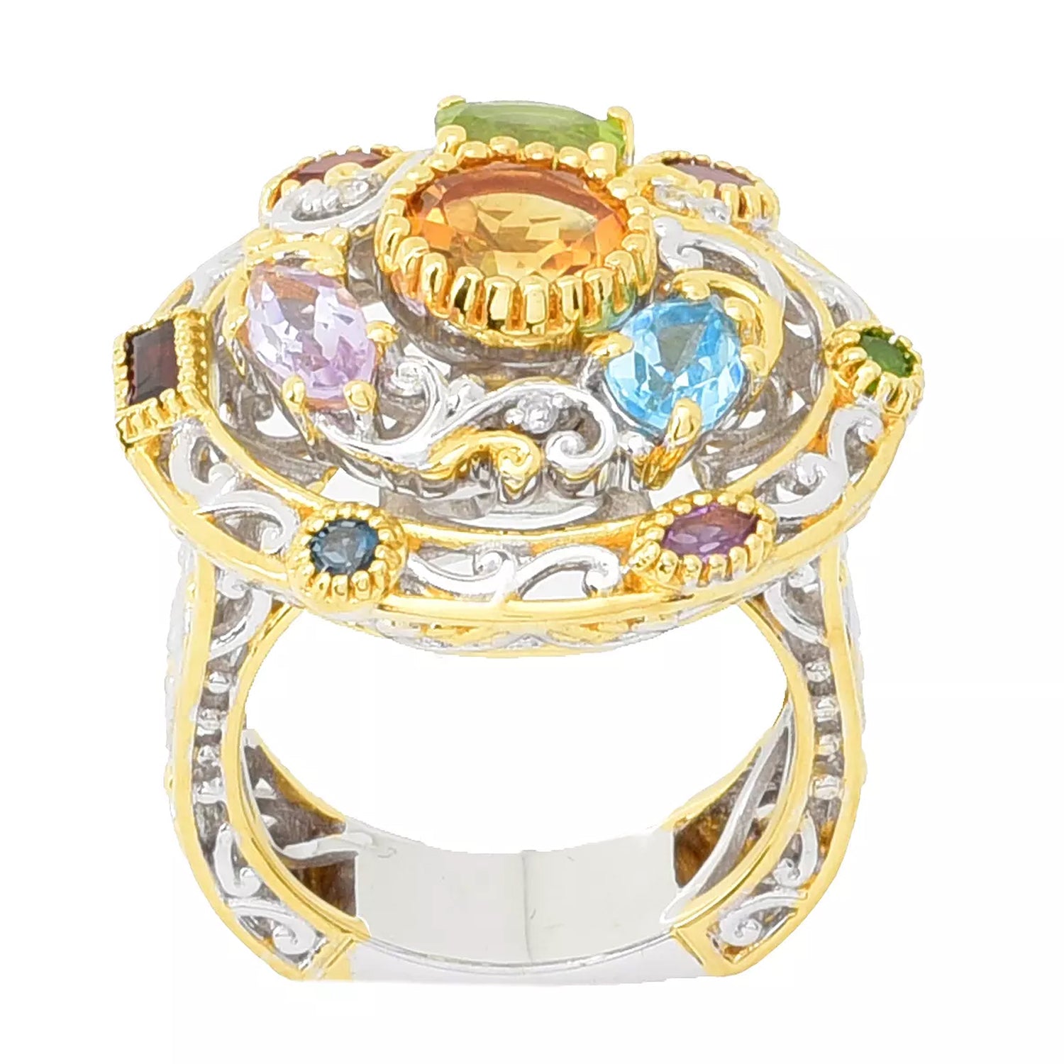 Gems en Vogue 3.50ctw Multi Gemstones Galaxy Spinning Ring