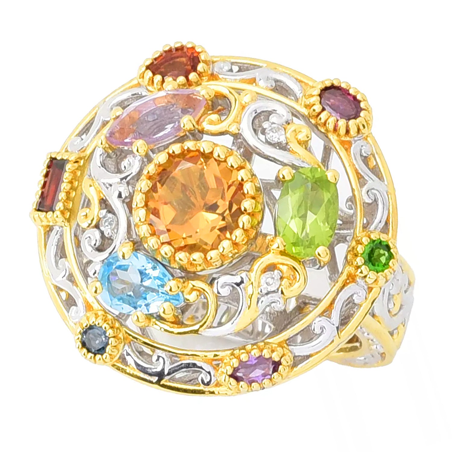 Gems en Vogue 3.50ctw Multi Gemstones Galaxy Spinning Ring